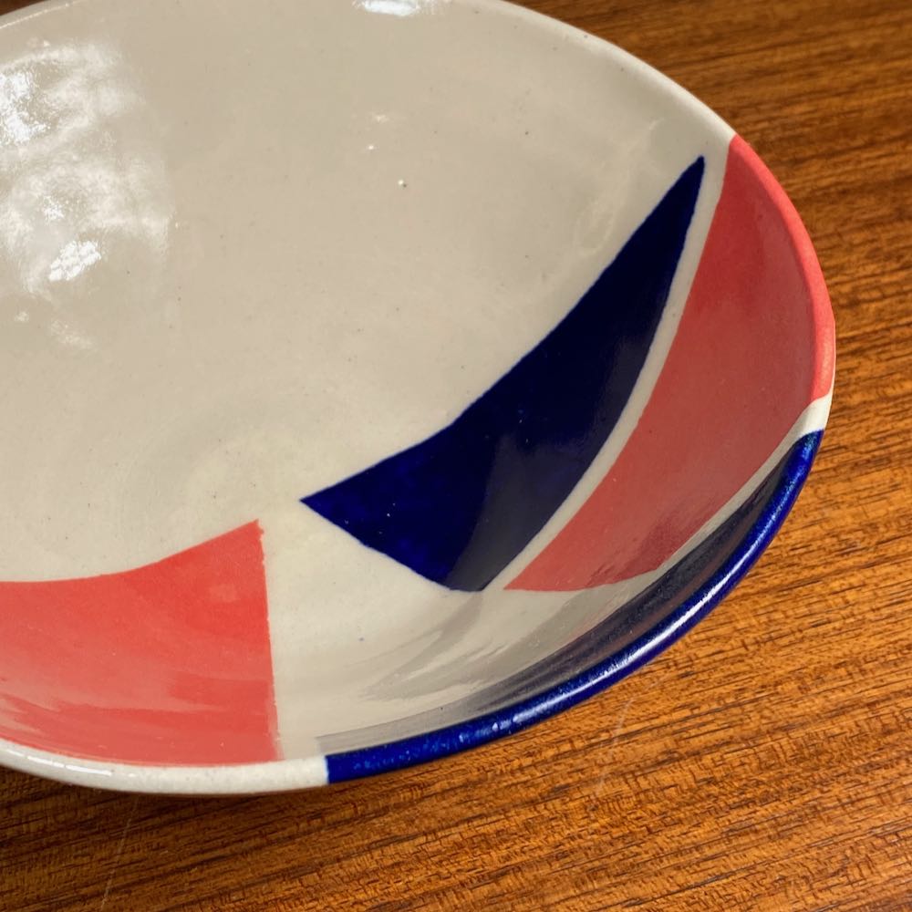 Blue and orange geometric colorblock bowl