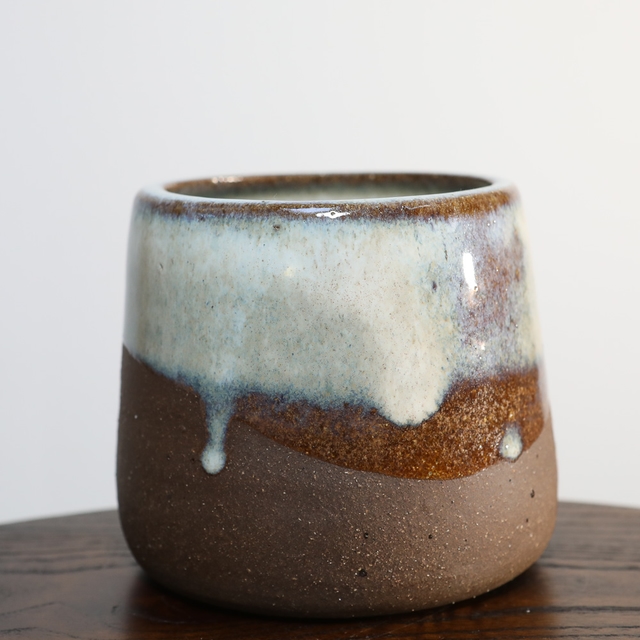 Vulcan clay cylinder with peach glaze