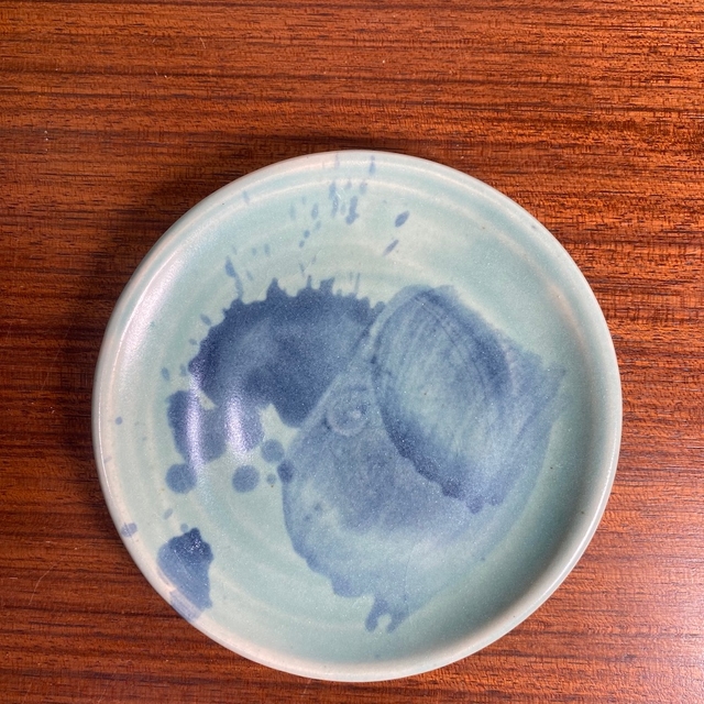 Small painted blue plate