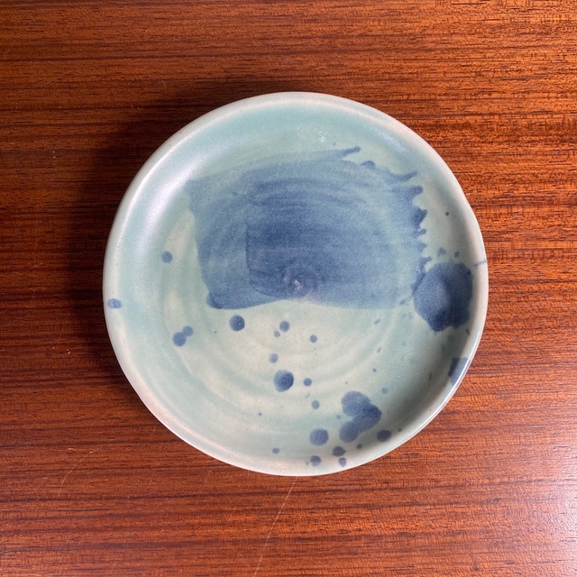 Small painted blue plate