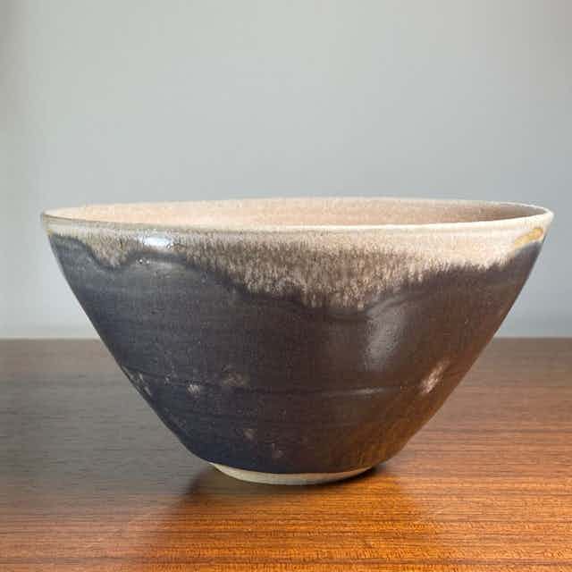 Grey and pink incised bowl