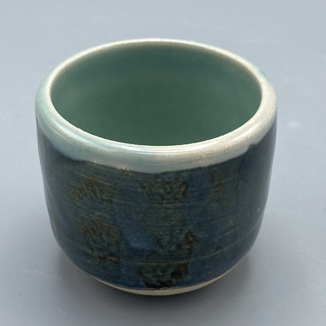 Tiny tenmoku celadon cup